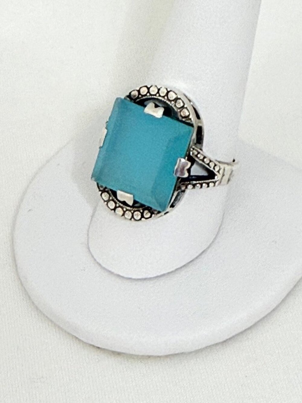 Nicky Butler Sterling Silver Chalcedony Deco Arch Ring Size 10 with Box